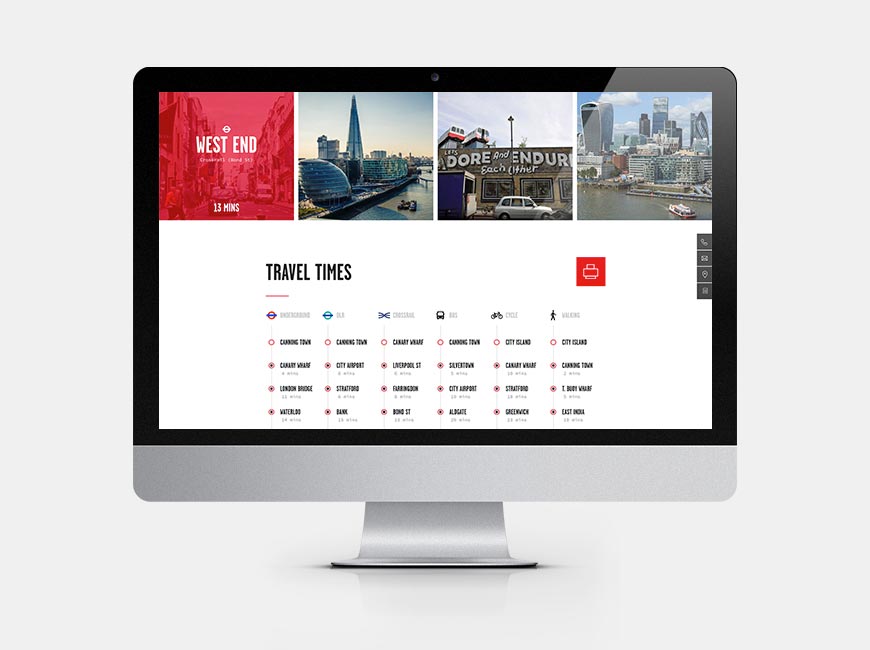 London City Island website - travel times