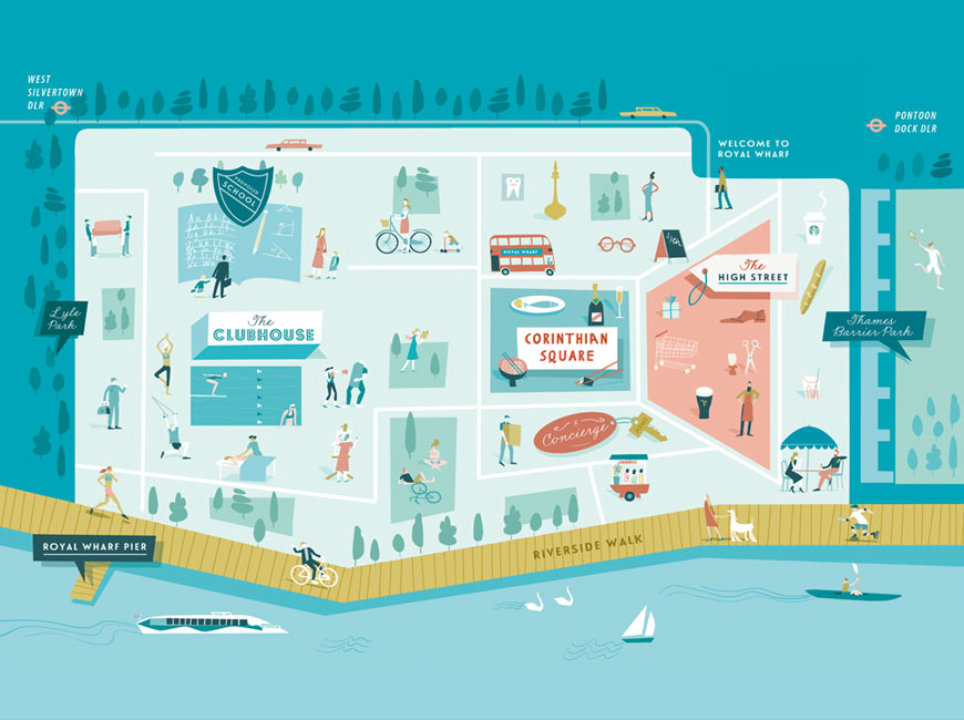 Royal Wharf illustrated map design